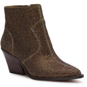 Jessica Simpson Western Zalor Bronze Rhinestone Ankle Boots